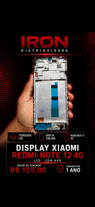 Display Xiaomi Note 12 4G LCD com aro