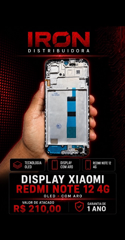 Display Xiaomi Note 12 4G OLED com aro