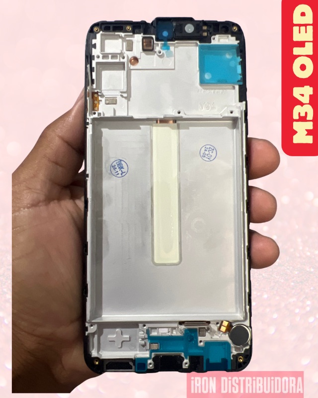 Display Samsung M34 Gold OLED com aro